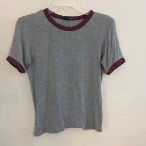 Brandy Melville grey with maroon detailing tee